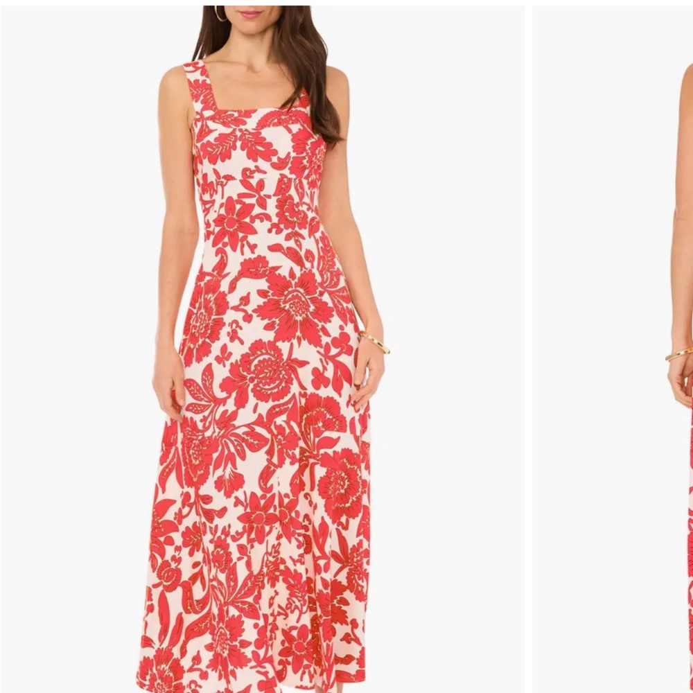 Vince Camuto Floral Red and White Maxi Dress